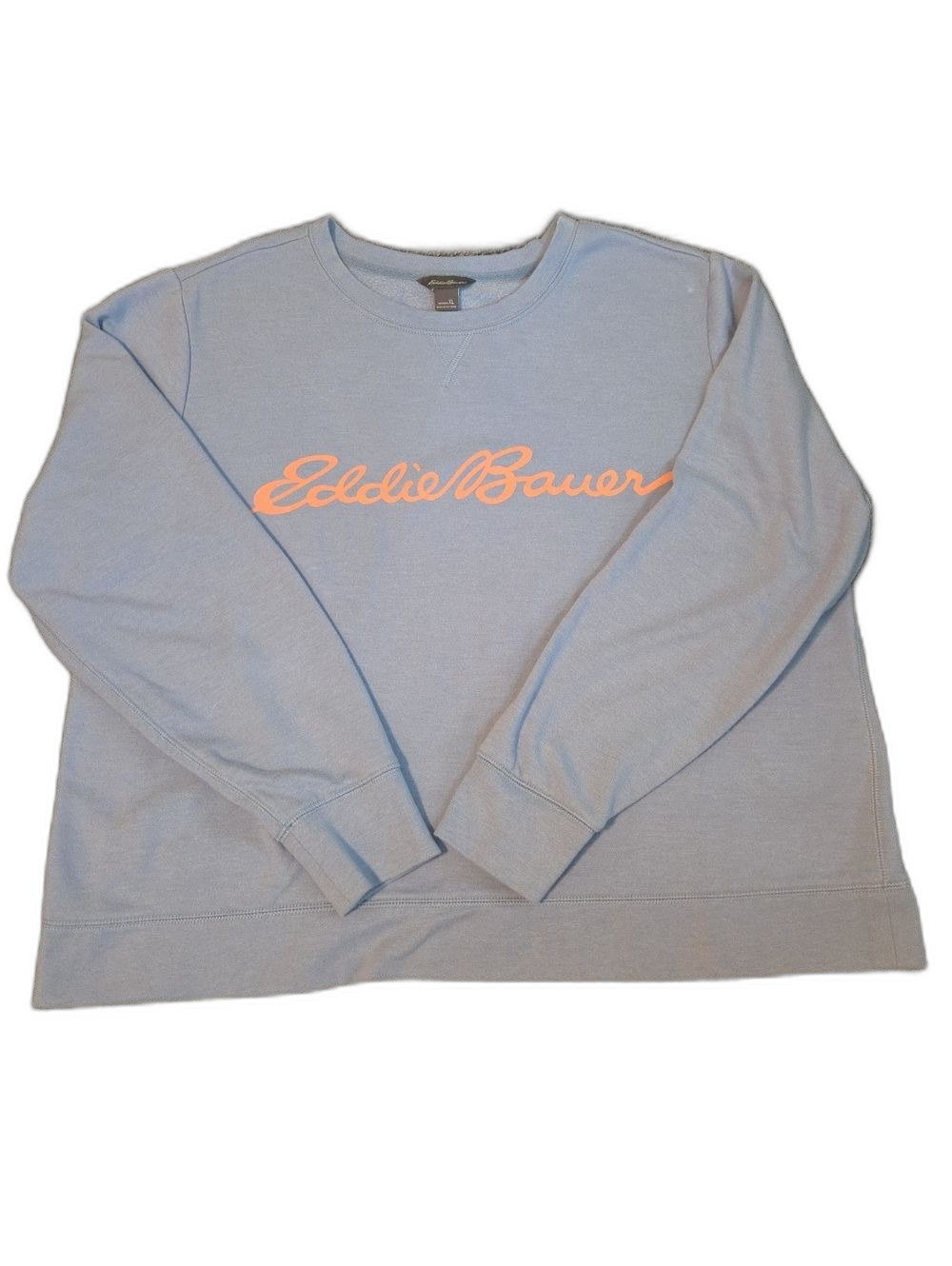 Eddie Bauer Light Blue Crewneck with Coral Script Logo